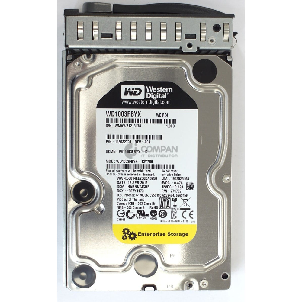 118032791 EMC HDD 1TB 7.2K SATA 3G 3.5" LFF HOT-SWAP FOR DATADOMAIN